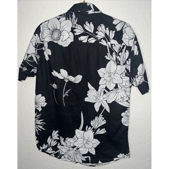 VSTR Button Down Hawaiian Shirt Men Sz Med. Black/White - Picture 2 of 9